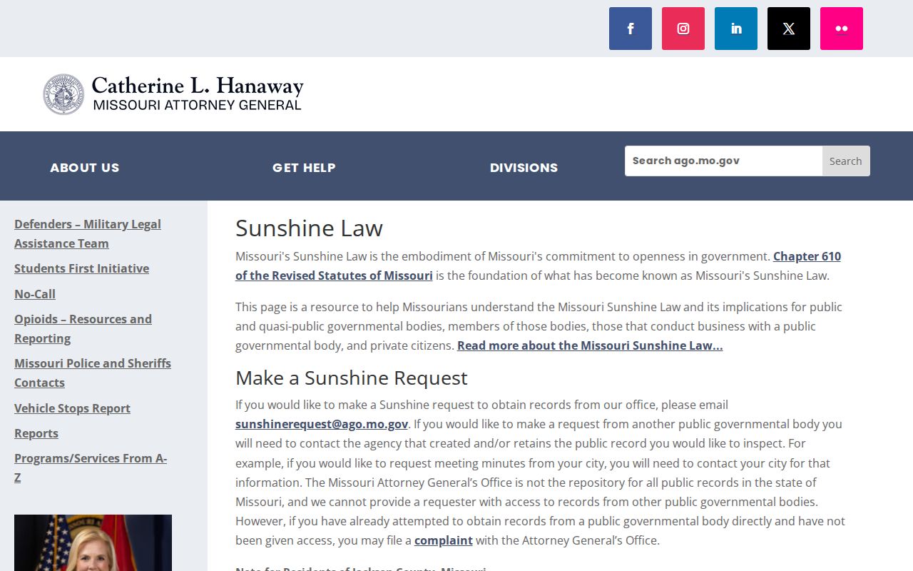 Missouri Sunshine Law public records guidance