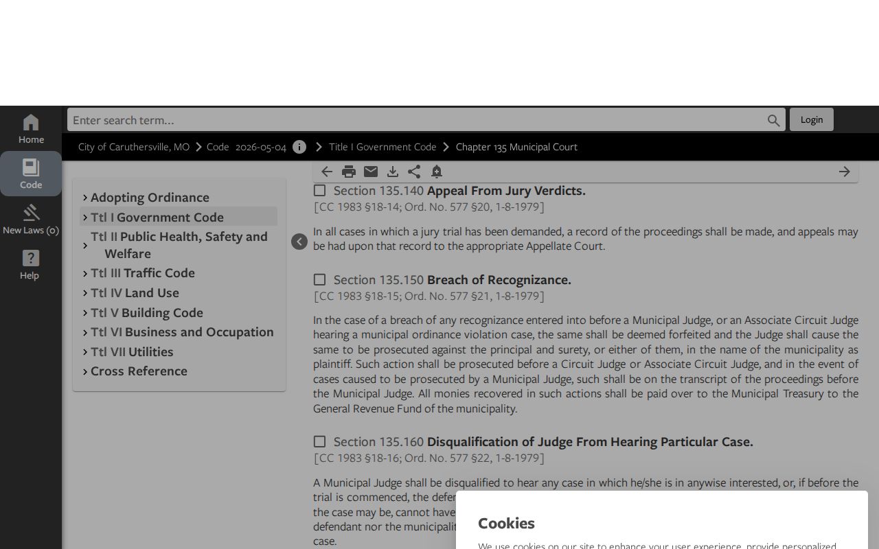 Caruthersville municipal court and warrant code provisions