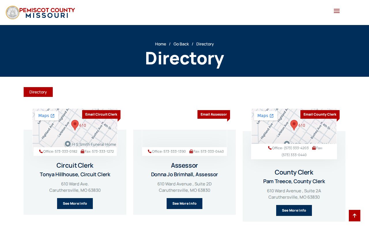 Pemiscot County court clerk prosecutor and sheriff directory