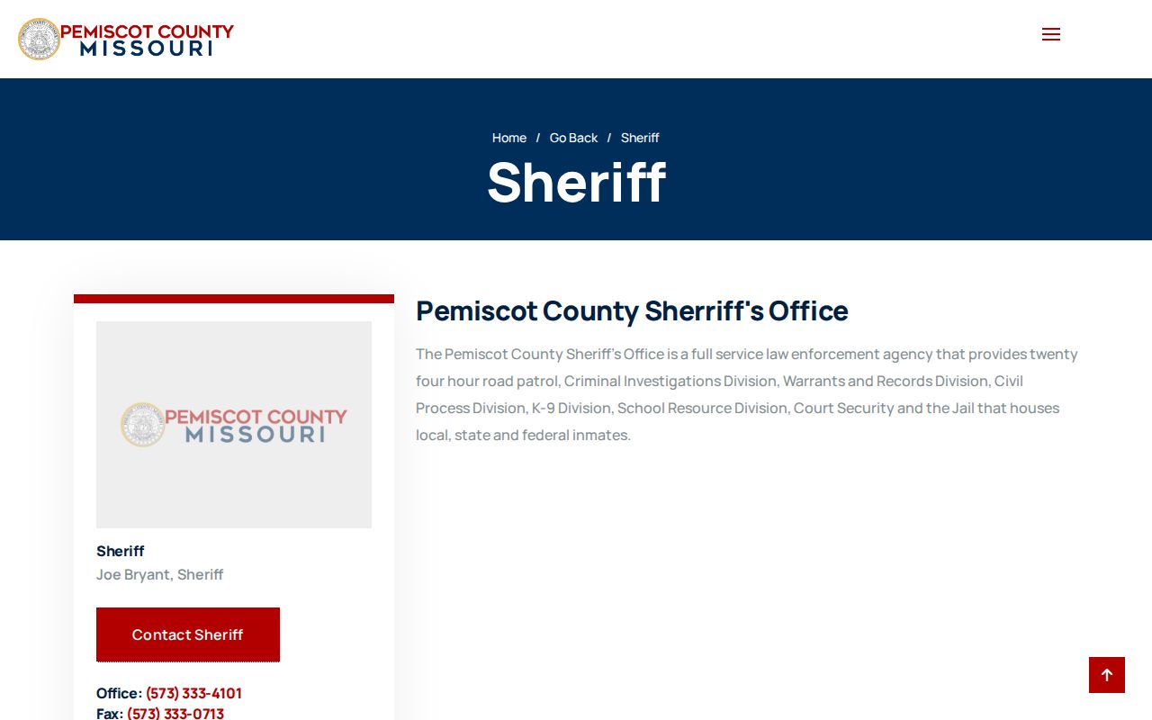 Pemiscot County Sheriff Warrants and Records contact information